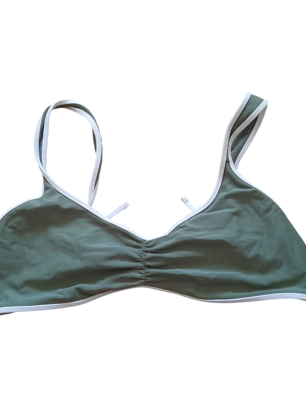 aerie Olive Bikini Bralette with White Trim